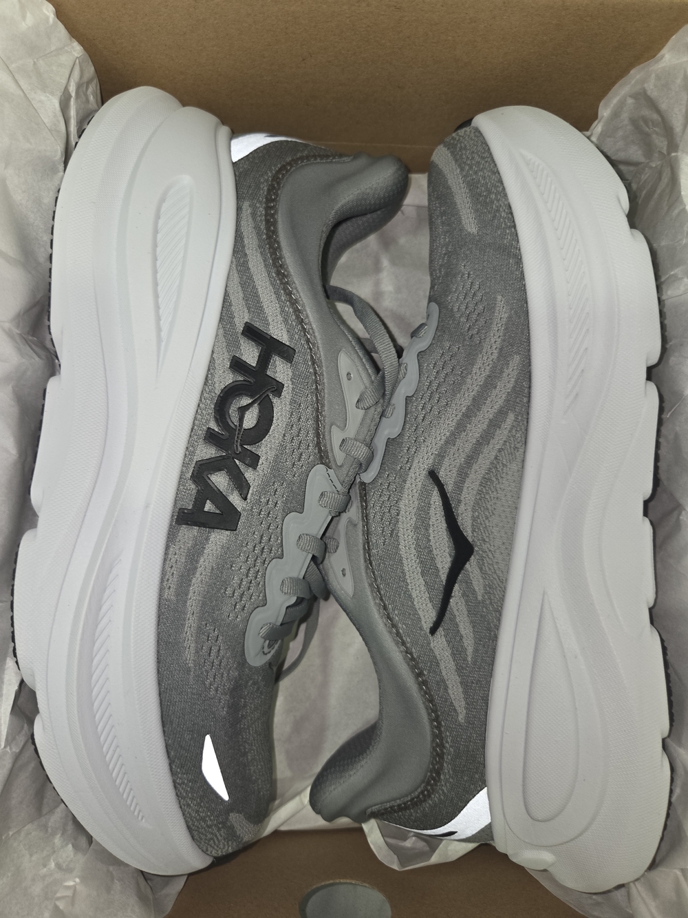 Hoka M Bondi 9 Running Shoes - Grey/White